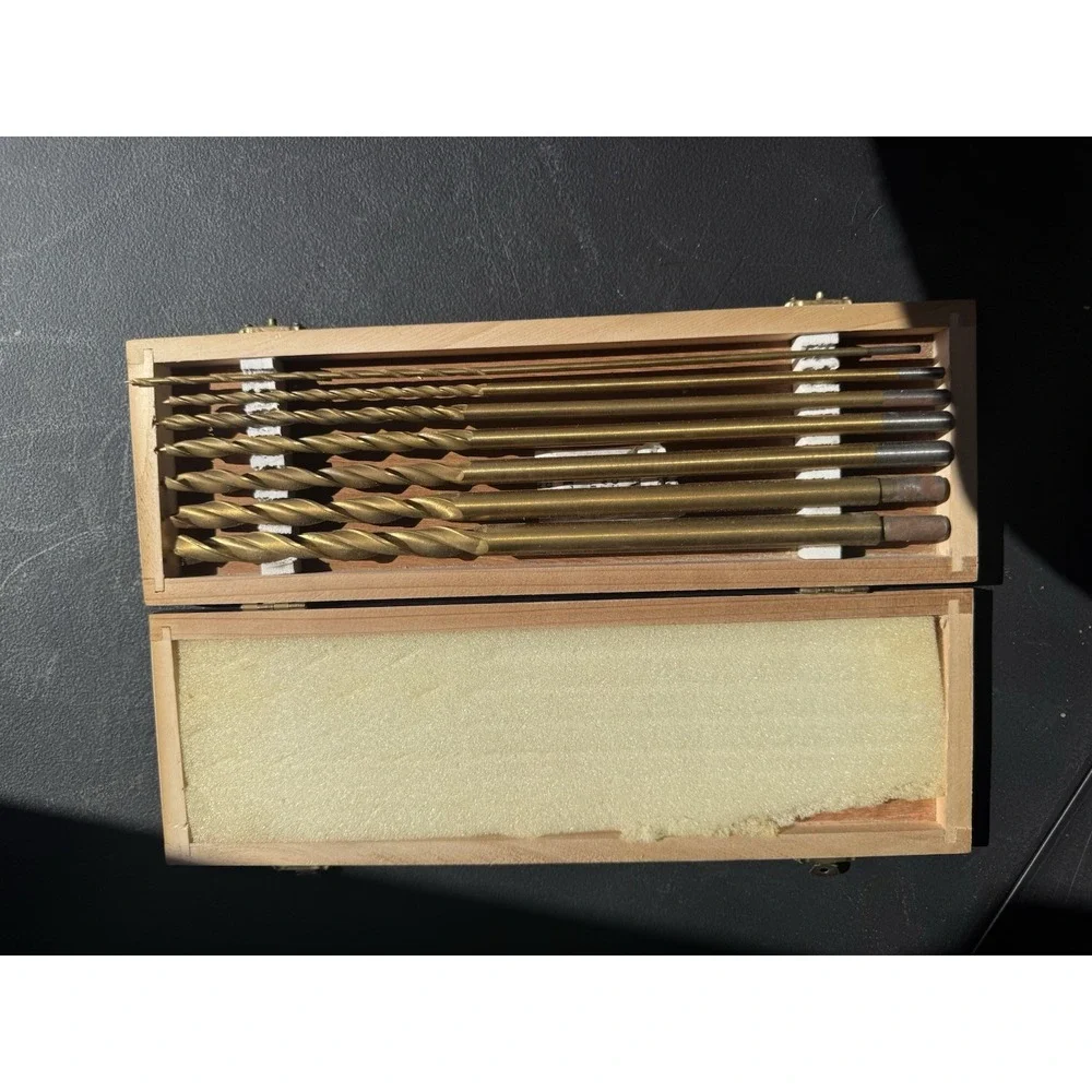 Cummings 7pc Brad Point Drill Bit Set Titanium Coated Wood Case Woodworking
